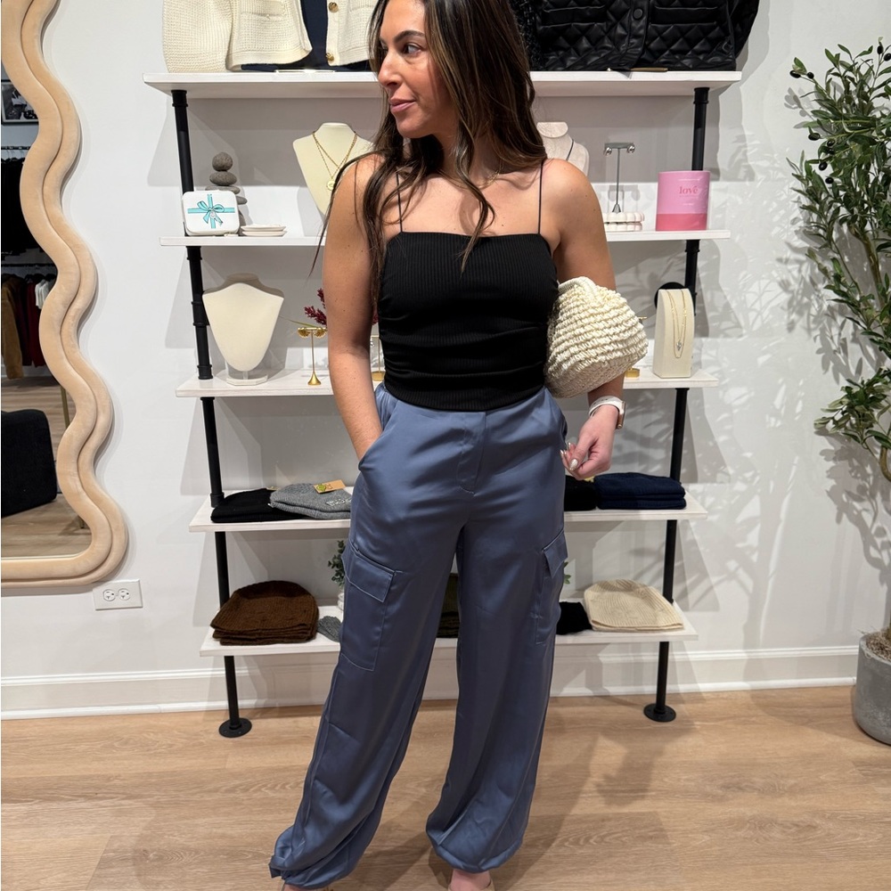 Blue High-Waisted Joggers with Relaxed Fit